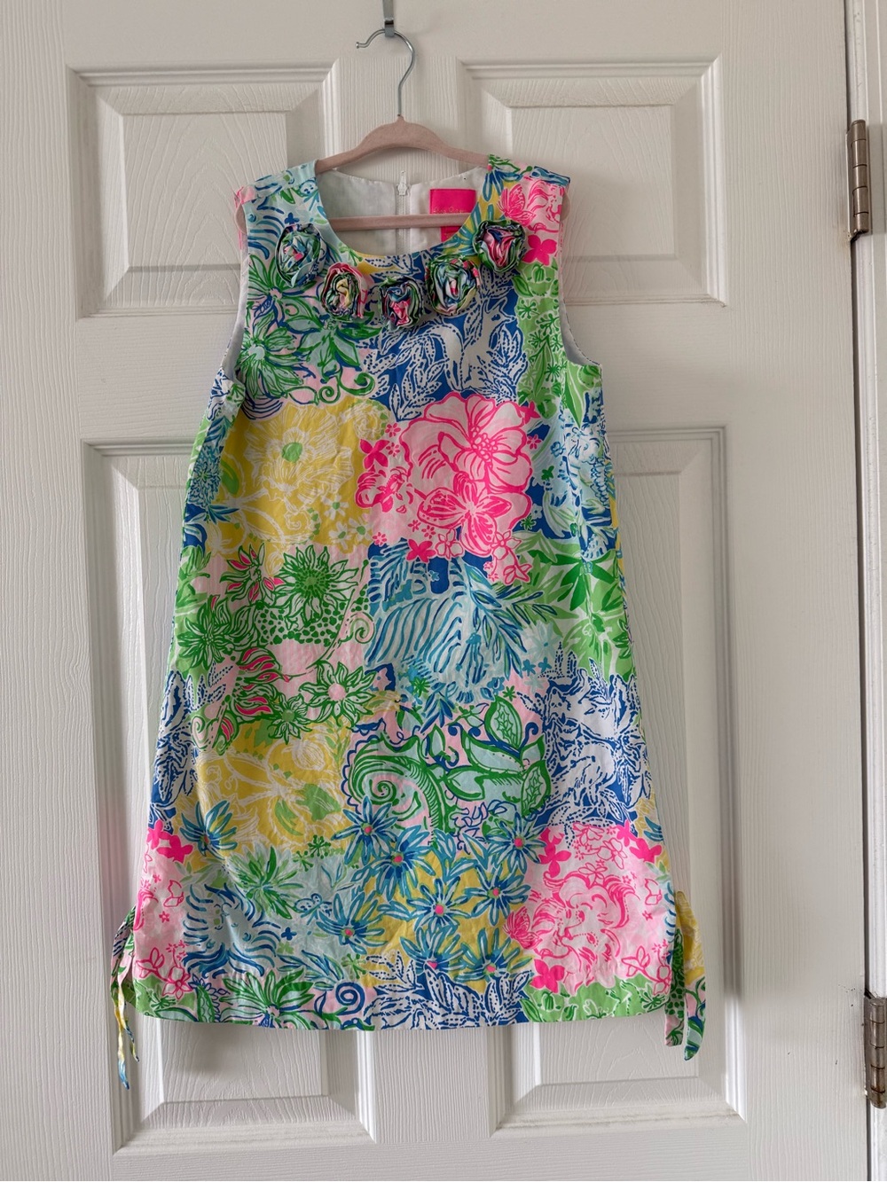 Lilly Pulitzer Girls Floral Print Sleeveless shift  Dress 10 - Pink Green Blue